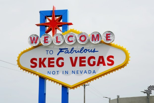 In honour of the town's likeness to Las Vegas, a local business owner spent £36,000 installing a replica sign