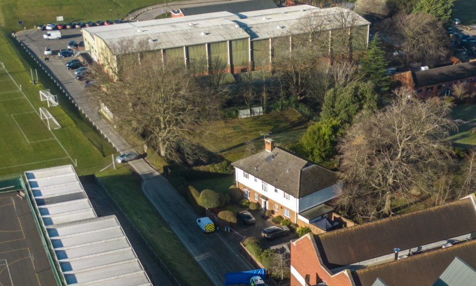 The indoor rifle range can be seen close to the home where Emma Pattison was found dead with her partner George and daughter Lettie