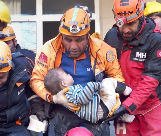 Two-year-old Mert Tartar was save after 79 hours under rubble