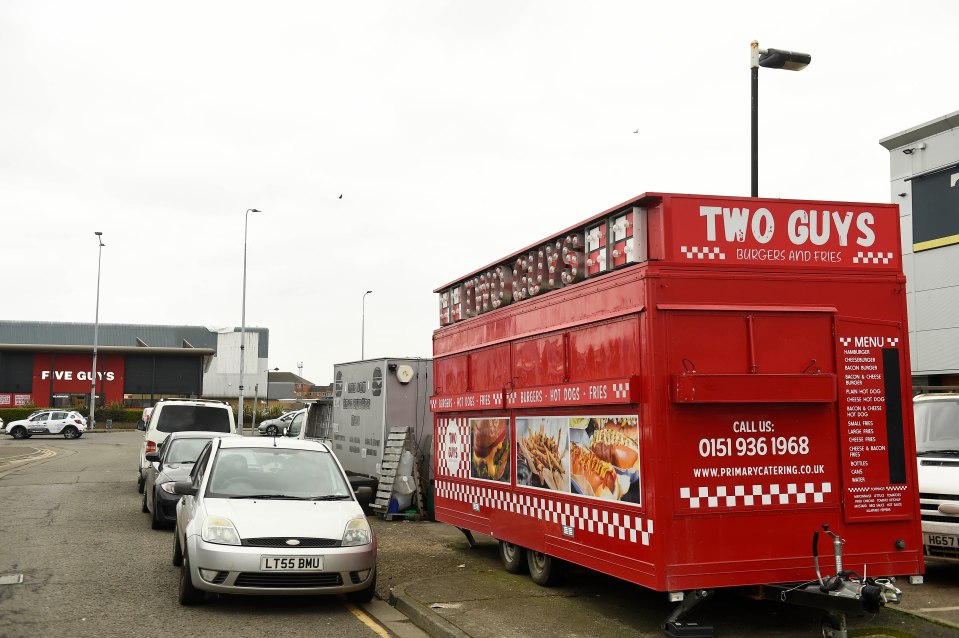 A burger van has rebranded as Two Guys after Five Guys opened opposite