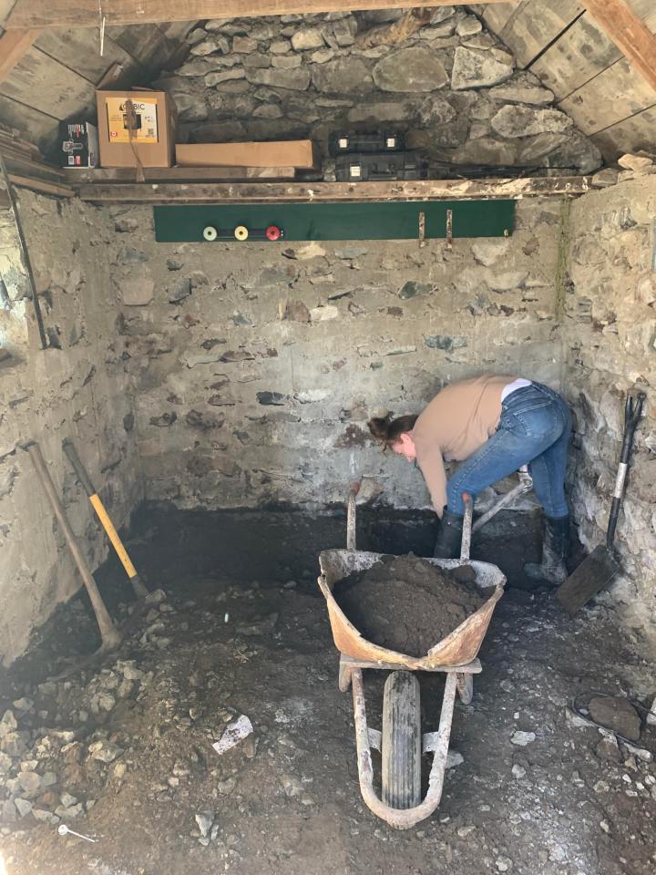 The couple decided to turn a dark and damp stone outbuilding on their land into a toilet