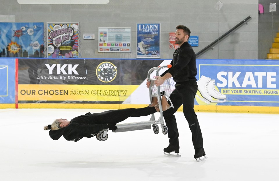 Dancing On Ice star Mollie Gallagher is swung around the ice on a trolley