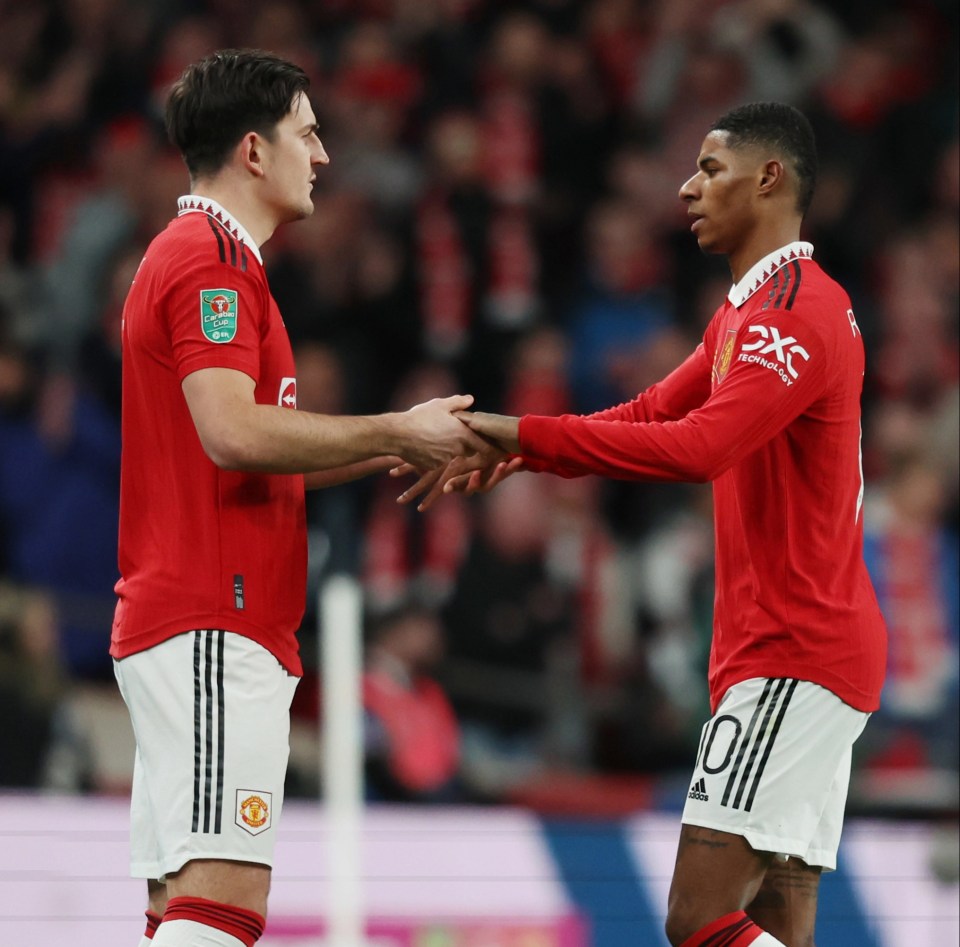 Club captain Harry Maguire replaced Marcus Rashford for the final few minutes