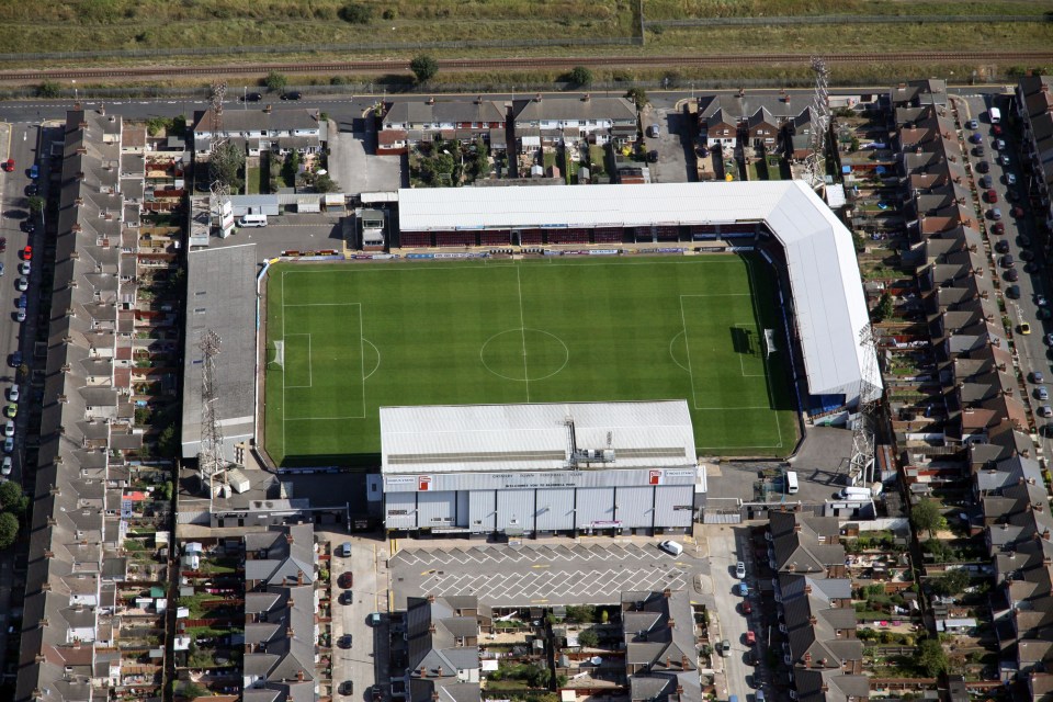 There is a battle for bays on the road next to Grimsby Town FC's Blundell Park