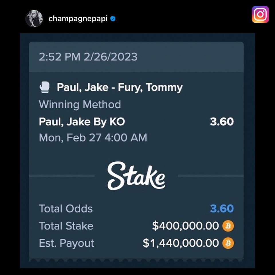 Drake could profit £1.2million if Jake Paul can knockout Tommy Fury