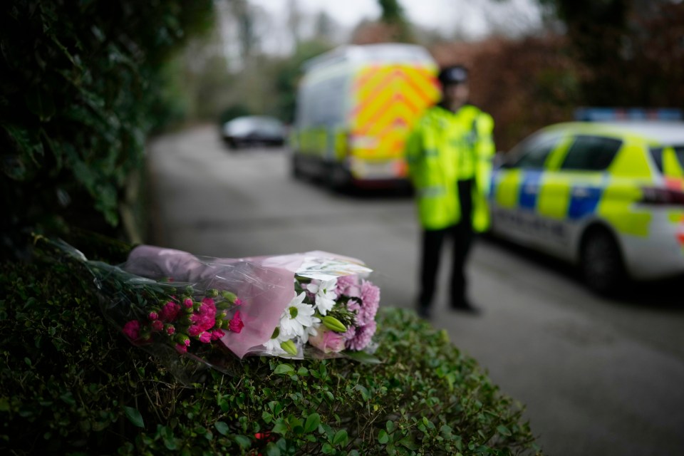 Pink bouquets of flowers have been left at the Warrington park where the 16-year-old was killed