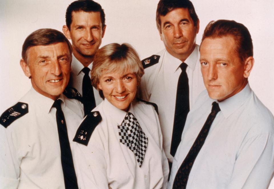 In the Bill (back, left) with Eric Richard's Bob Cryer, Trudi Goodwin's June Ackland, Peter Ellis as Charles Brownlow and Mark Wingett's Jim Carver