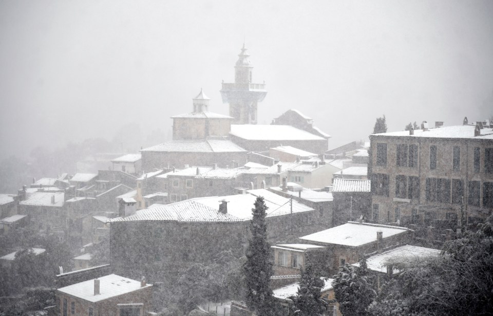 Majorca has been struck with inches of snow