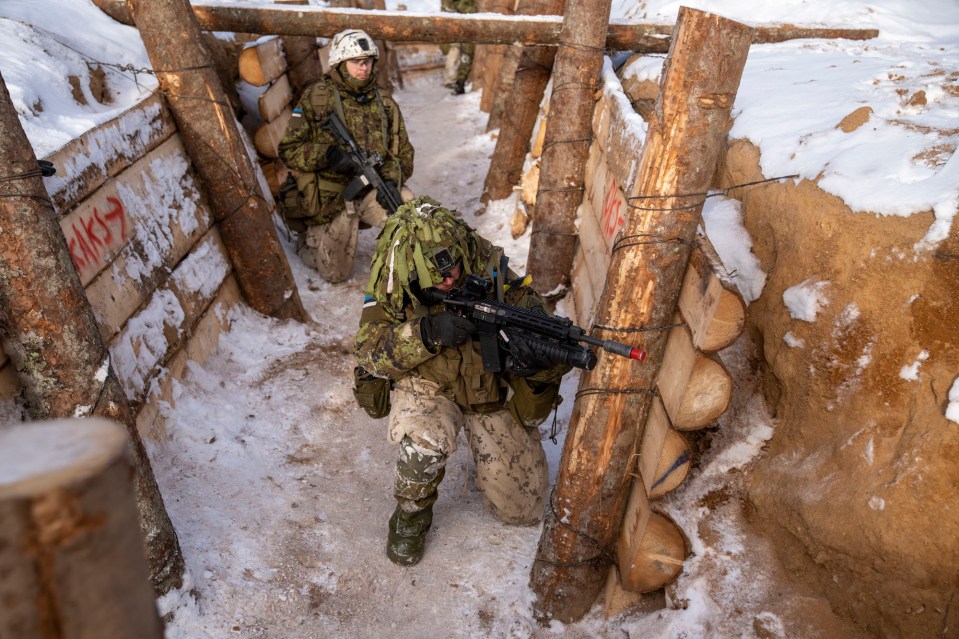 The battle takes place in a warren of trenches using blank bullets