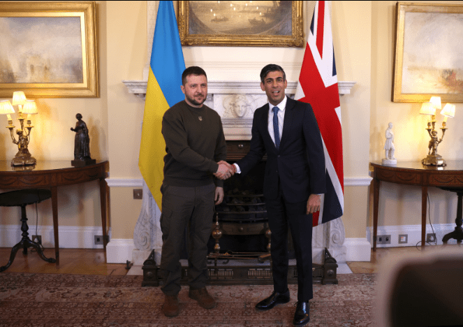 President Zelensky and Mr Sunak inside No10, where they held talks