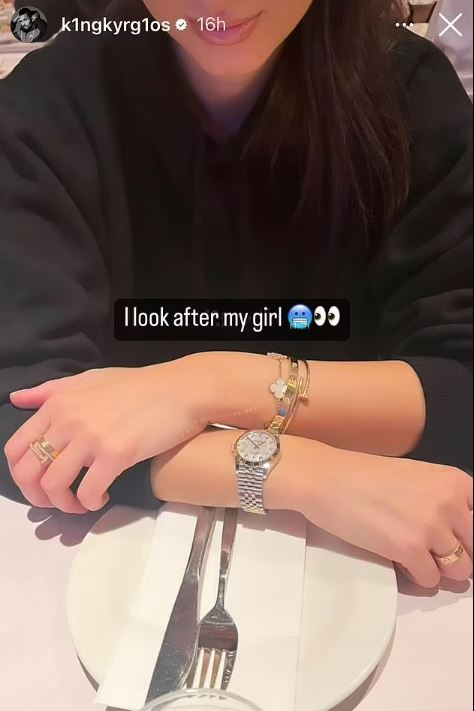 Kyrgios shared this snap of the flash jewellery he's bought his girl