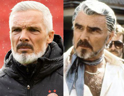 Ex-Aberdeen manager Jim Goodwin and Burt Reynolds in Boogie Nights