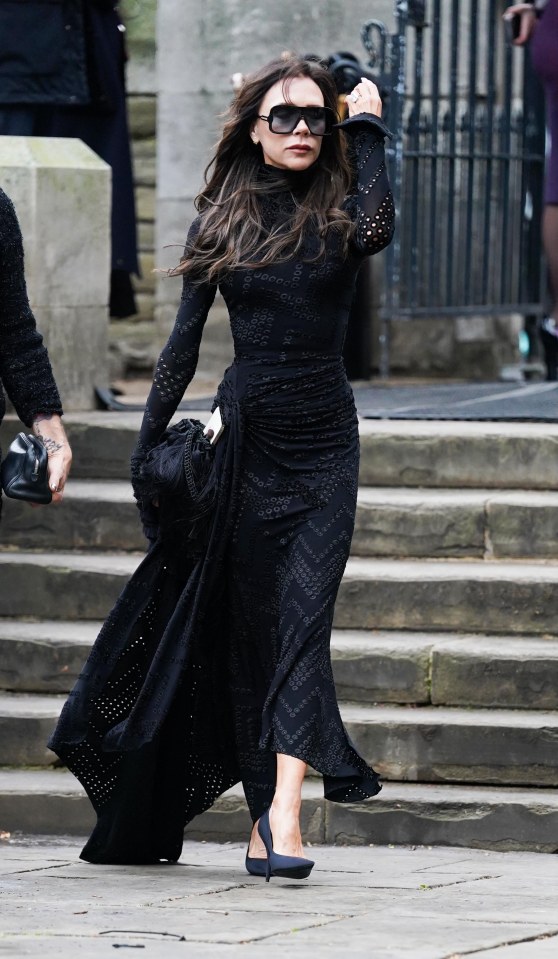 Victoria Beckham was seen arriving at the funeral