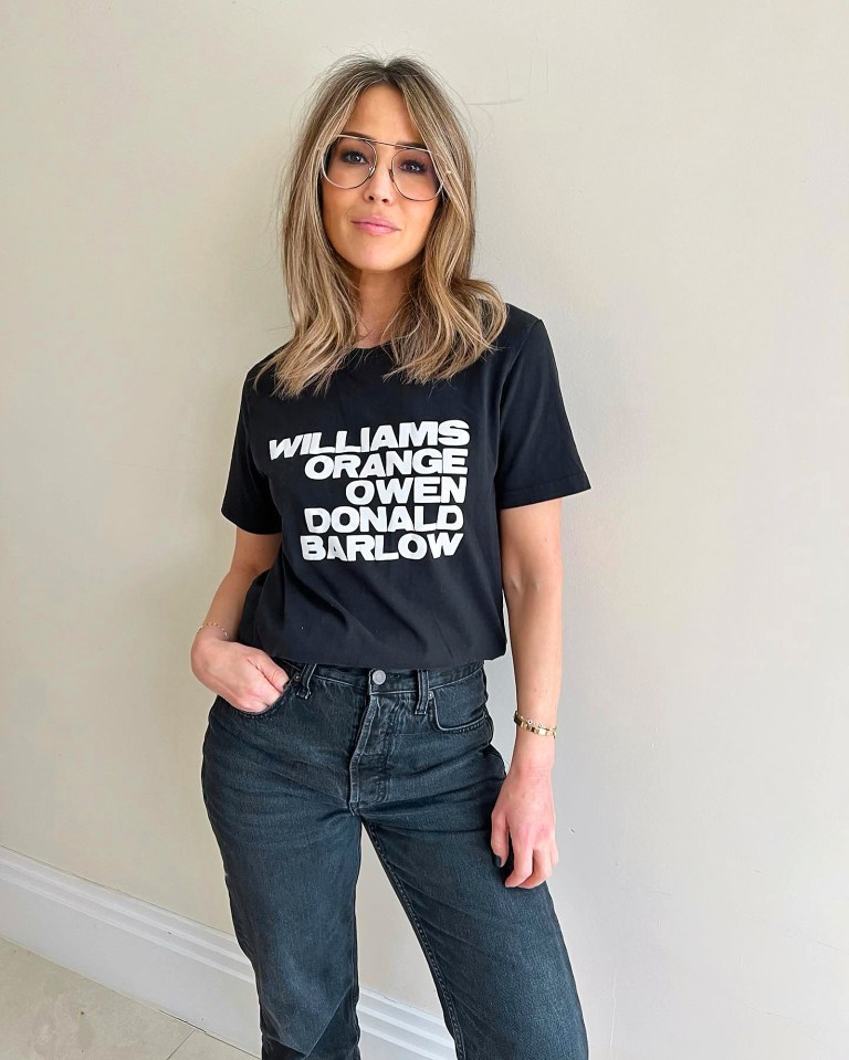 Rachel Stevens wore a T-shirt paying tribute to Take That