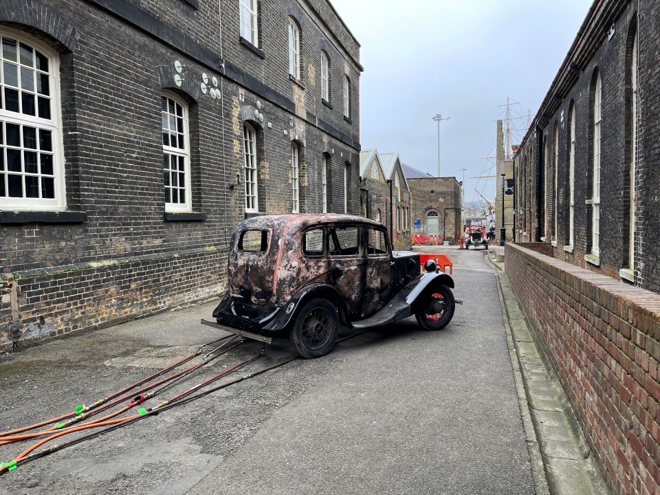 The docks were hosting a film crew who were shooting Steve McQueen’s new war drama ‘Blitz’