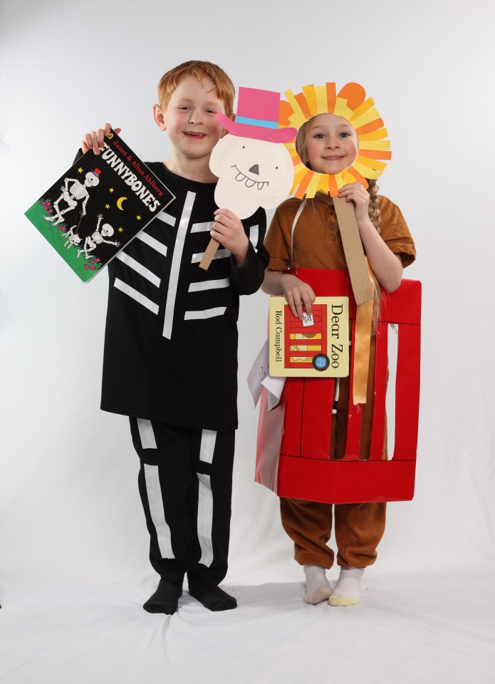 It’s easy to DIY a skeleton body by sticking strips of tape to your child’s black clothes