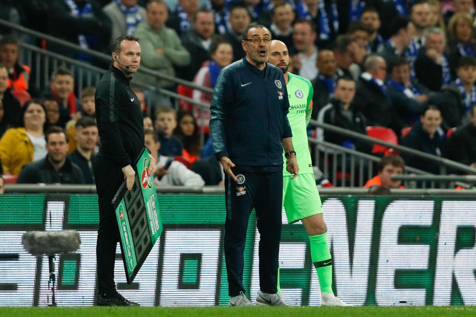 Kepa's antics left manager Maurizio Sarri furious as he attempted to bring on Willy Caballero