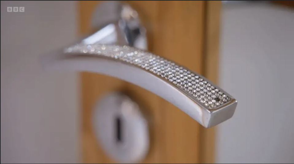 Diamante door handles are found around Hatton's Manchester home