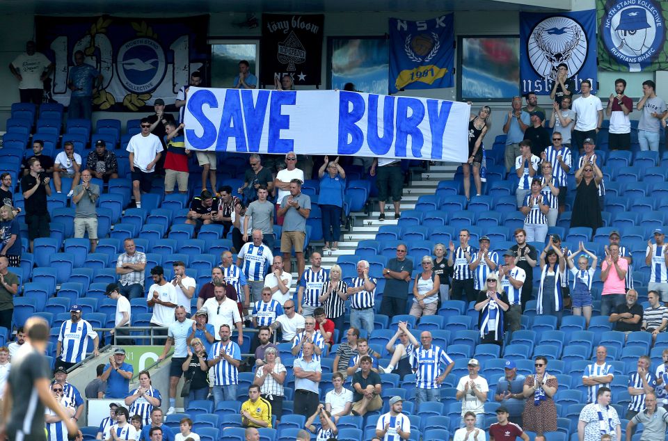 Support for troubled Bury from Brighton fans in 2019