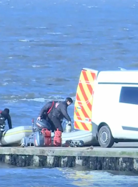 Two boats with specialist police teams were seen searching the water and shoreline at Morecambe Bay and Knotts End