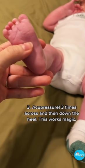 She also shared that rubbing your thumb across and down your baby's foot can help to relieve tension