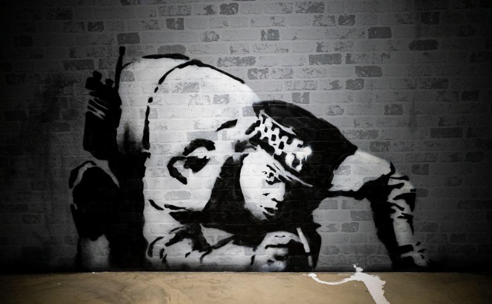 Snorting Copper was greeted is one of many of Banksy's murals which has been vandalised