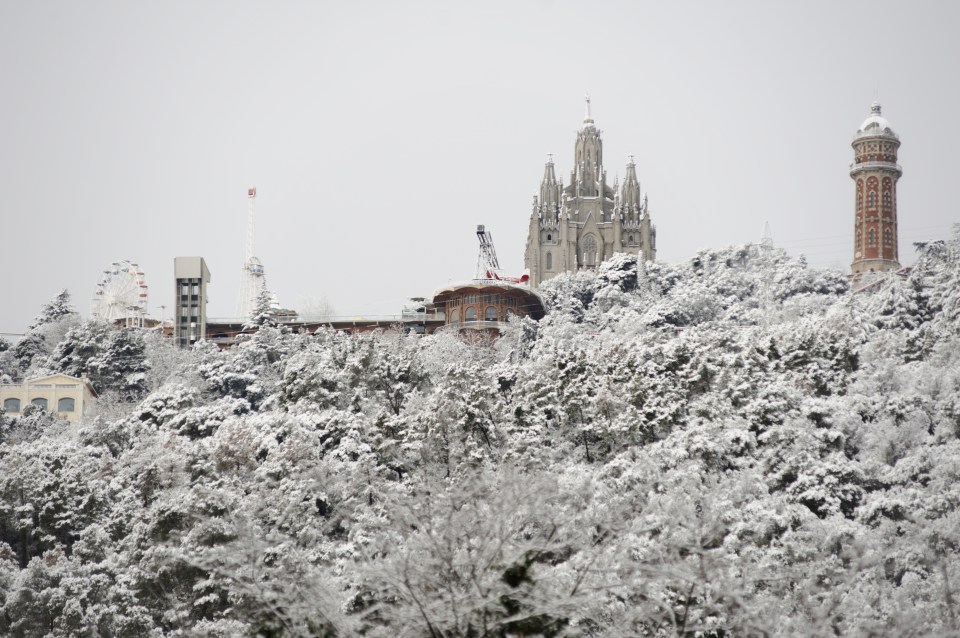 Barcelona has also been covered in the white stuff