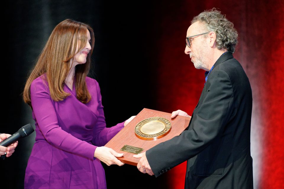 Monica presented Tim a lifetime achievement award at the Lumière Film Festival in Lyon last October