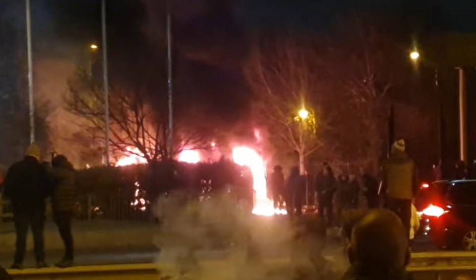 A police van has been set on fire in Liverpool