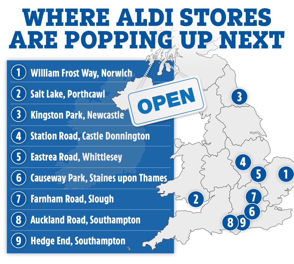 Aldi is to open almost a dozen new stores across the UK this year