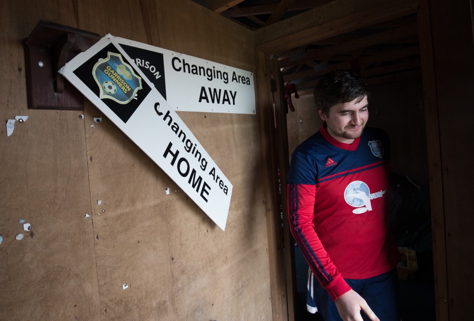 The changing rooms for both teams in the Scilly Islands