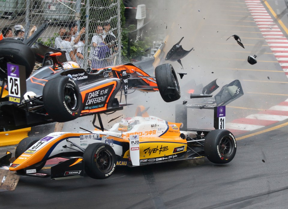 Floersch's car was catapulted in the air at the Macau Grand Prix in a 171mph crash