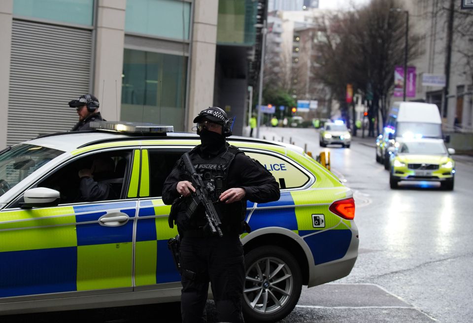 Armed police outside Manchester Crown Court