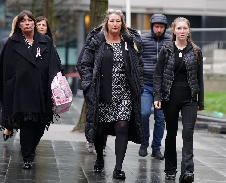 Olivia's mum Cheryl Korbel pictured arriving at court on Monday alongside family members