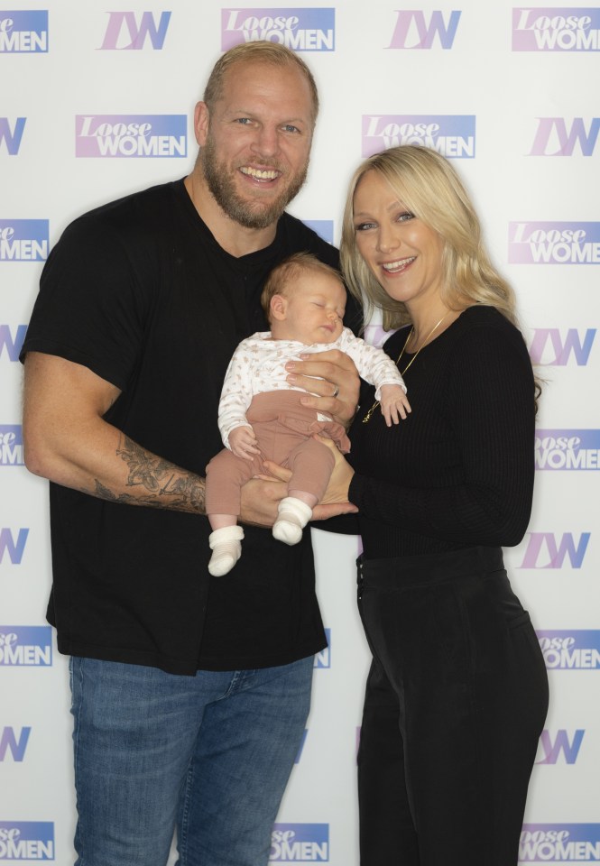 Editorial use only Mandatory Credit: Photo by Ken McKay/ITV/Shutterstock (13431726af) Chloe Madeley, James Haskell, Bodhi 'Loose Women' TV show, London, UK - 30 Sep 2022