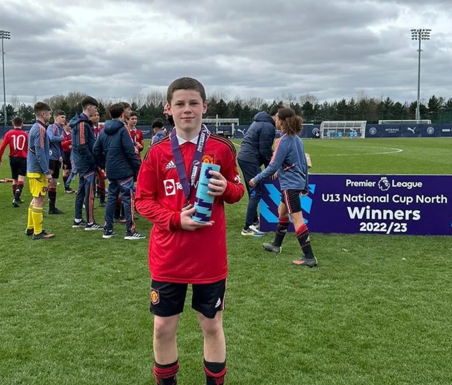 Kai Rooney was a goalscorer in the U13 National Cup North for Man Utd