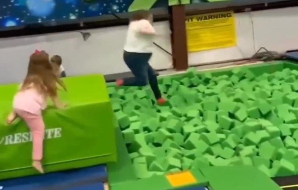 A mum decided to have some fun of her own at the kids' soft play and jumped in