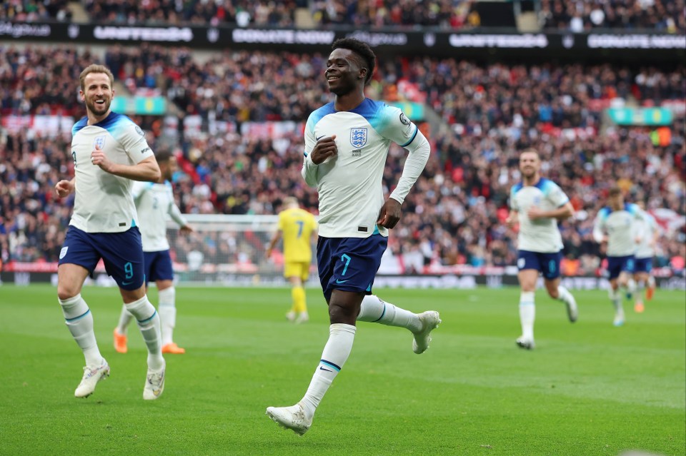 Bukayo Saka helped himself to a goal and assist in four minutes against Ukraine