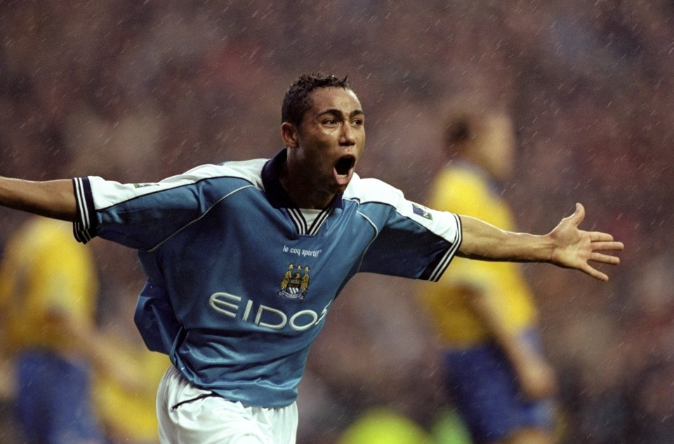 23 Oct 1999: Joy for Manchester City scorer Jeff Whitley in the Nationwide Division One match against Blackburn Rovers at Maine Road in Manchester, England