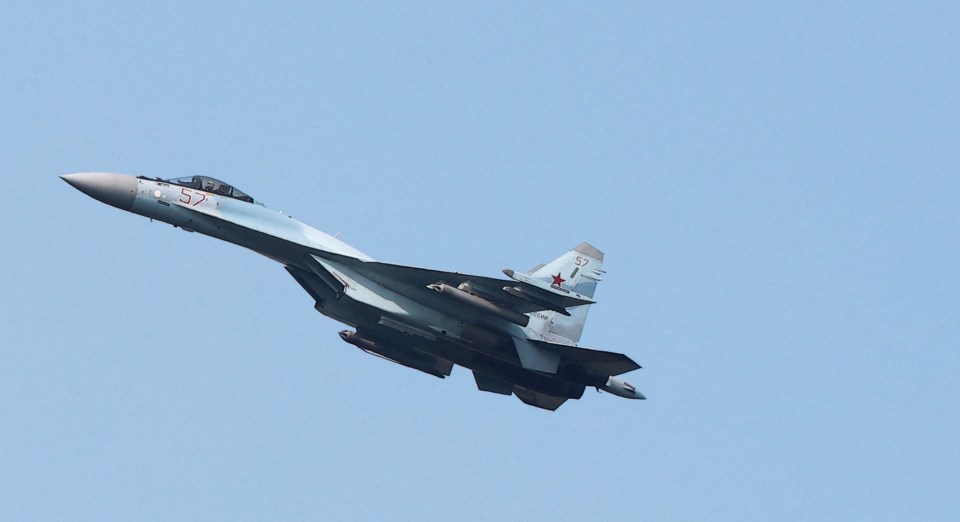 A Russian Su-35 fighter, like the one used to intercept the B-52s