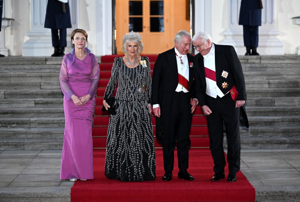 The pair this evening enjoyed a State Banquet with Germany's first lady Elke Buedenbender and president Frank-Walter Steinmeier