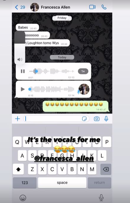 Elma shared a voice note from her friend Francesca