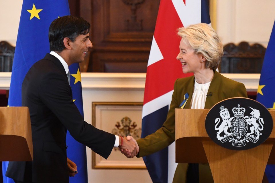 PM Rishi Sunak meets with EU boss Ursula von der Leyen on the new agreement with Brussels