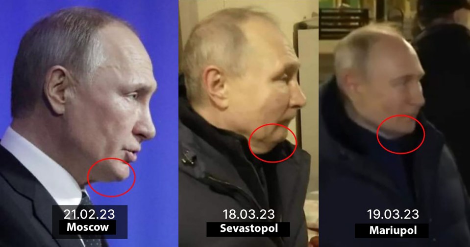 Anton Gerashchenko shared this triple pic of Putin's suspicious chin