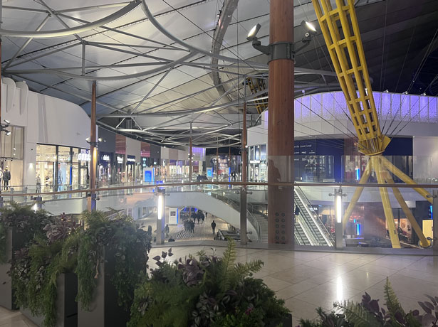 The shopping centre is laid out in a snail-shell pattern