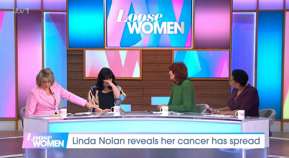 Coleen Nolan broke down in tears on today's Loose Women as she spoke about sister Linda's latest cancer diagnosis