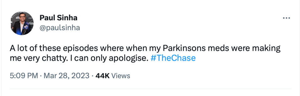 Paul apologised to his followers about his recent appearance on The Chase