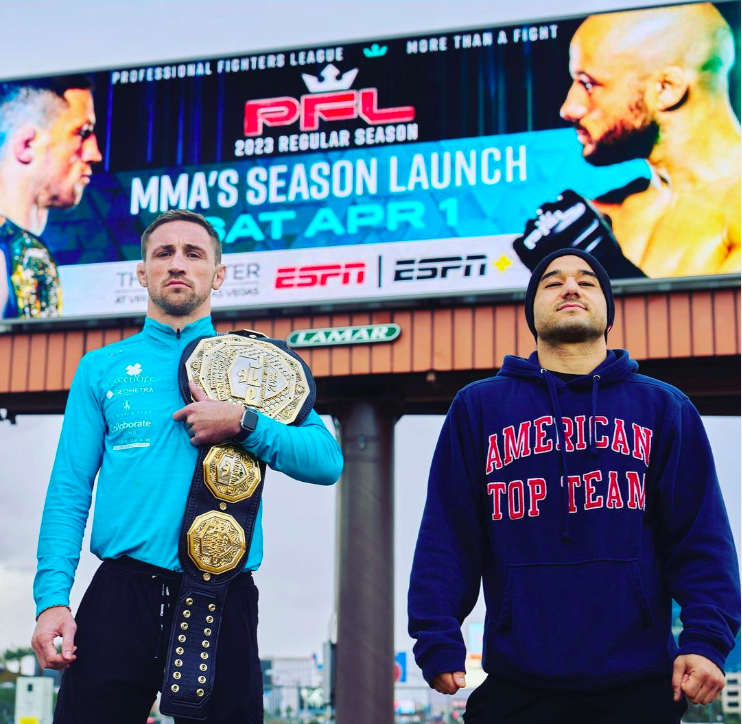 PFL champion Brendan Loughnane and Marlon Moraes