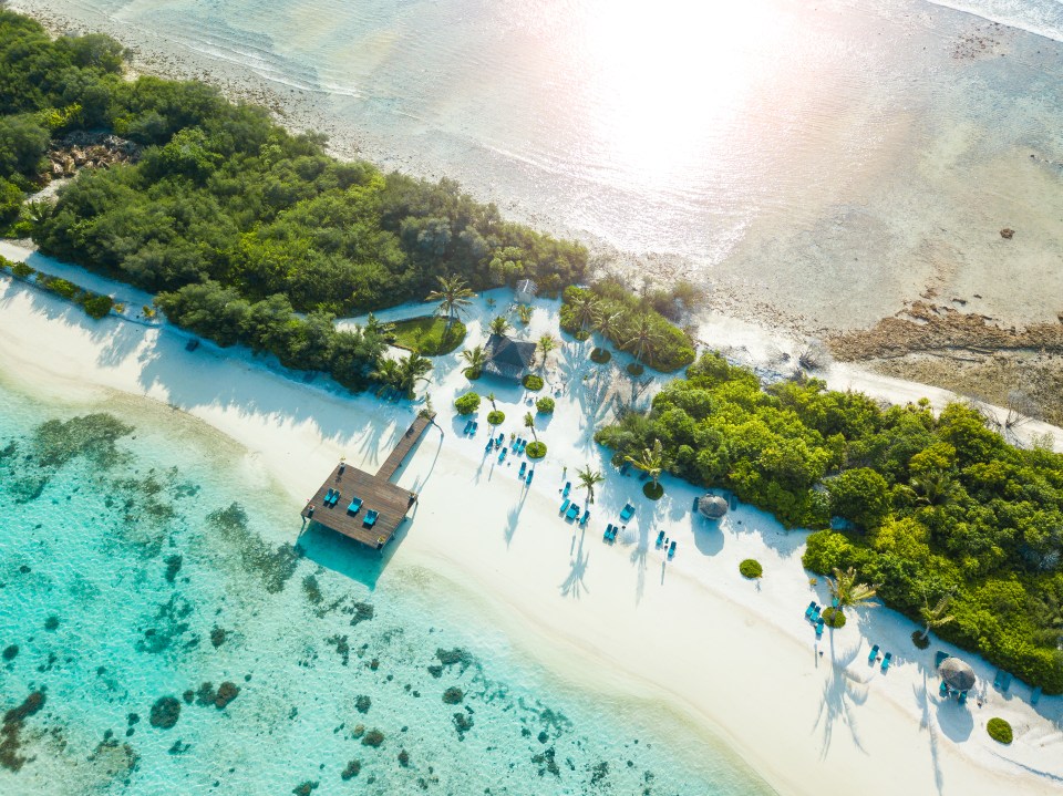 The white sandy beaches in the Maldives