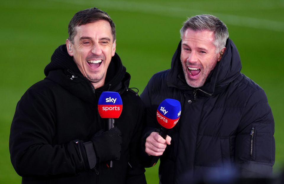 Jamie Carragher and Gary Neville were left in stitches as Neville asked a peculiar question